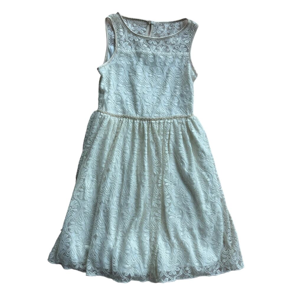 Speechless Girls Ivory Lace Sleeveless Beaded Party Cocktail Formal Dress  12